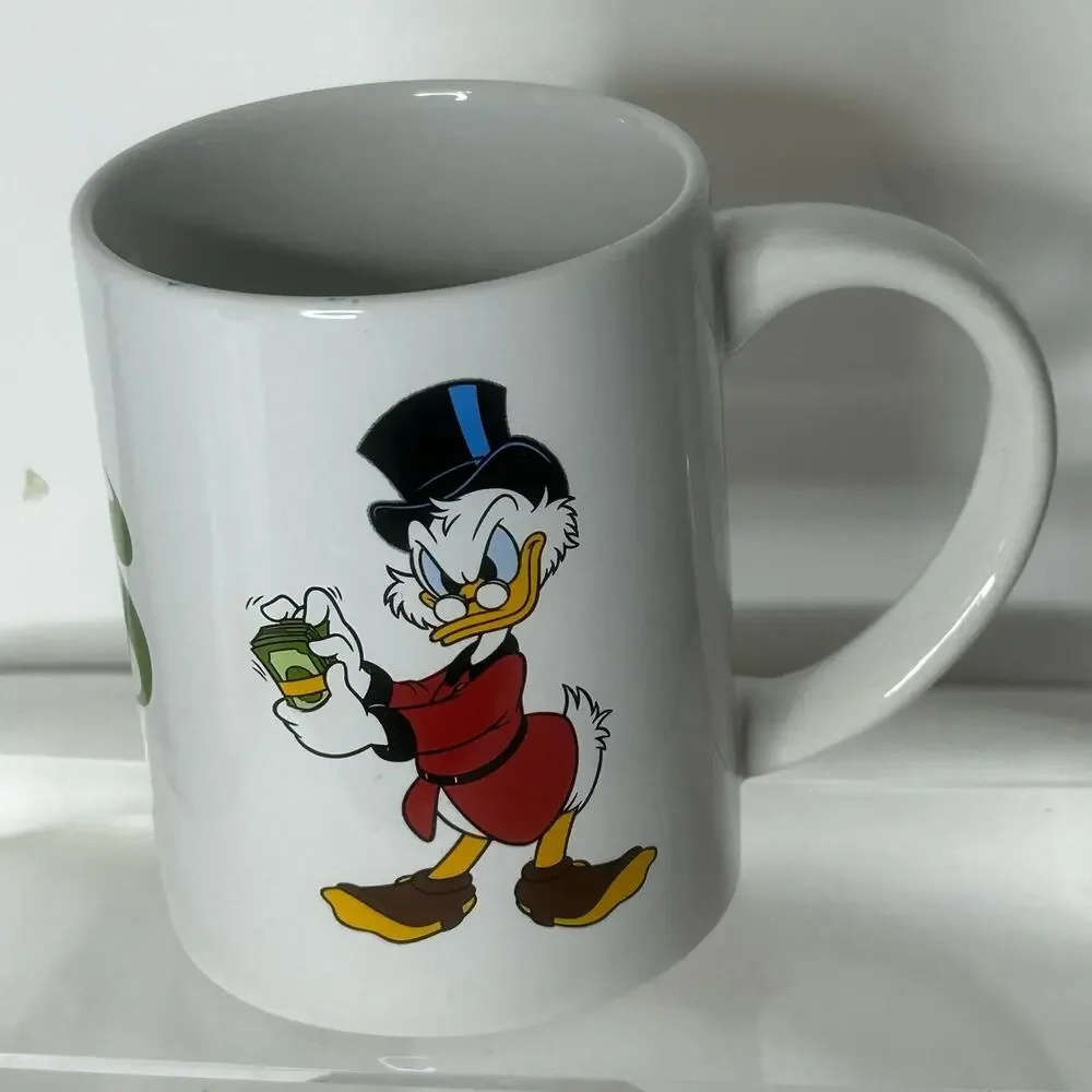 Disney Scrooge McDuck Money Mug Jerry Leigh White Ceramic Coffee Cup